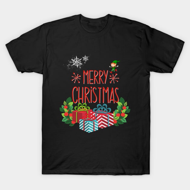Merry Christmas Gifts Elf T-Shirt by MAii Art&Design